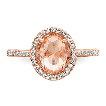 Sterlingsilber Roséfarben Rosa & Weiß Zirkonia Oval Ring