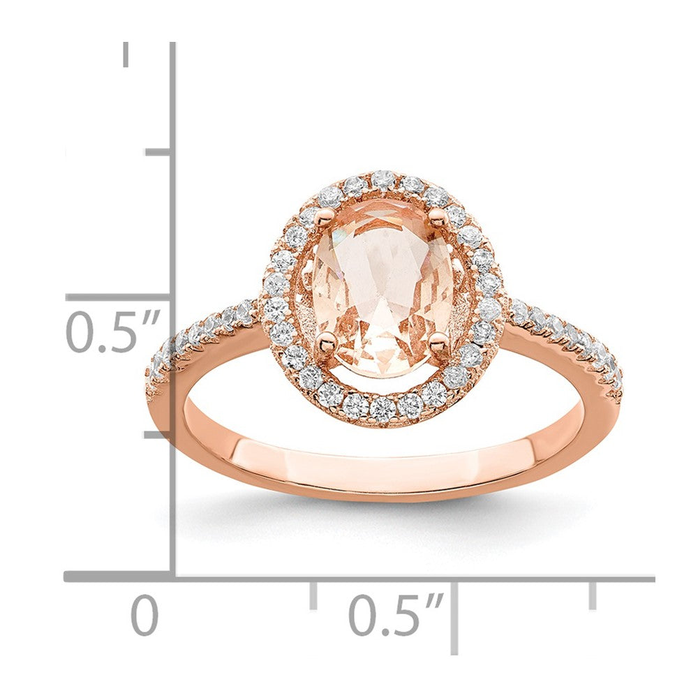 Sterlingsilber Roséfarben Rosa & Weiß Zirkonia Oval Ring