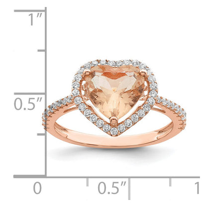 Sterlingsilber Roséfarben Rosa & Weiß Zirkonia Herz Ring