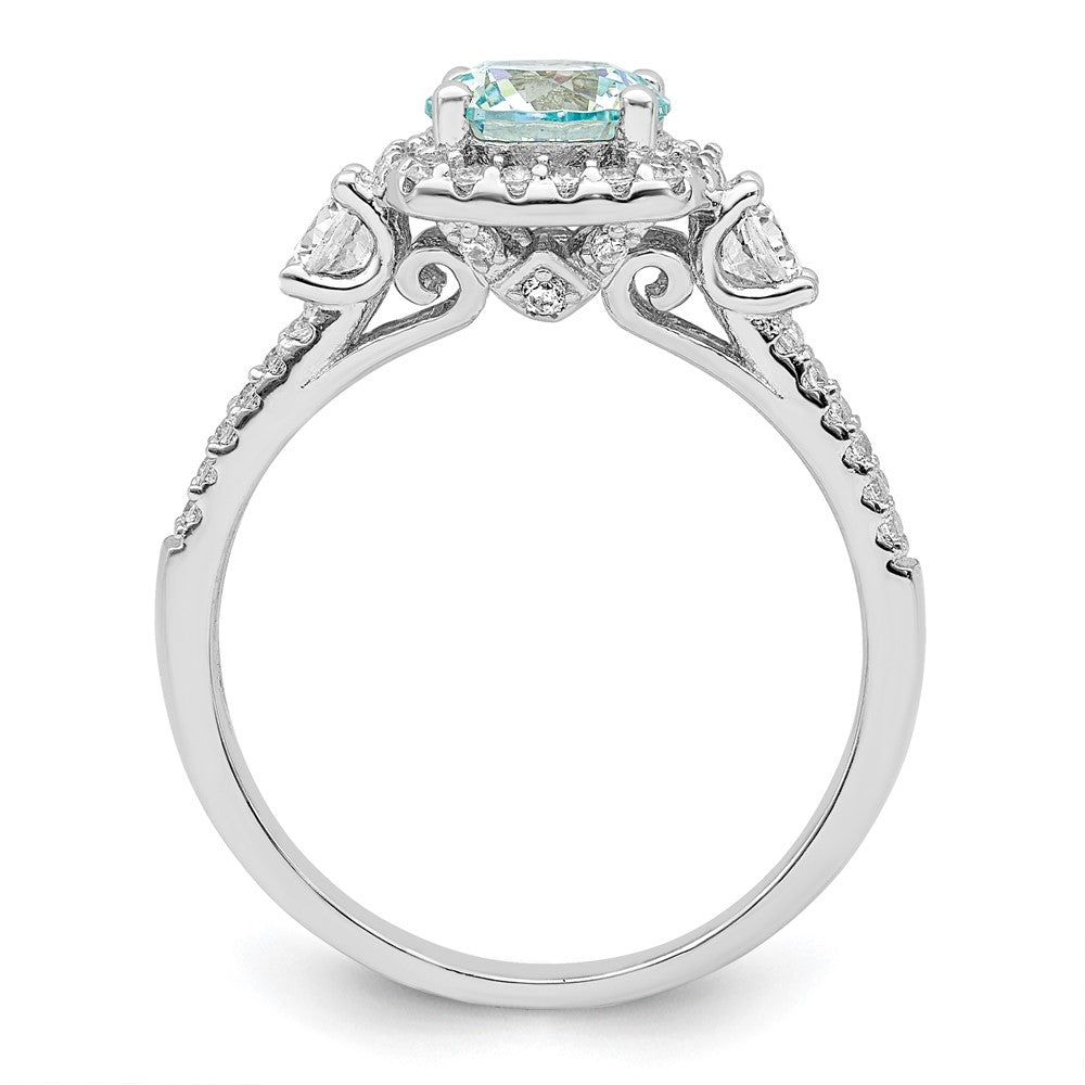 Sterlingsilber Rhodiniert Carribean Grün & Weiß Zirkonia Ring