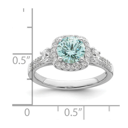 Sterlingsilber Rhodiniert Carribean Grün & Weiß Zirkonia Ring