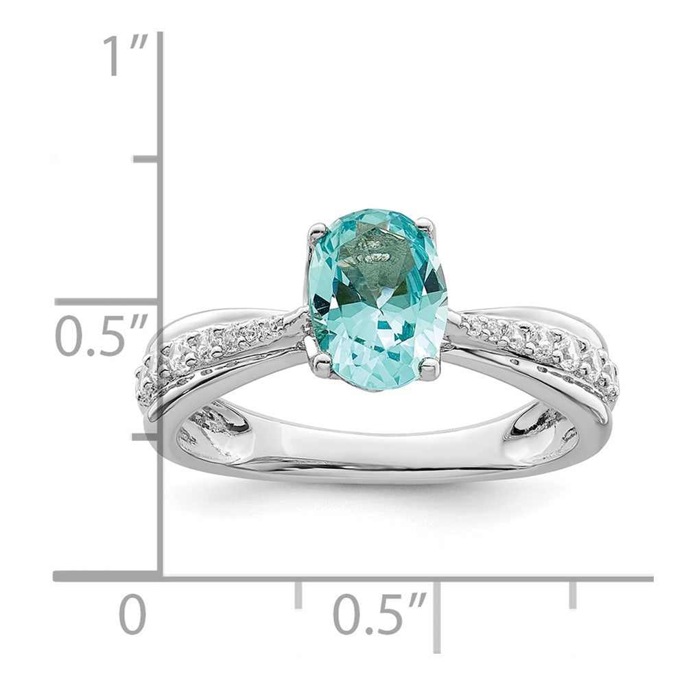 Sterlingsilber Rhodiniert Blau Grün & Klar Zirkonia Ring (size 8 Nur)