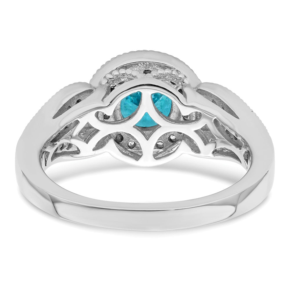 Sterlingsilber Rhodiniert Weiß & Aqua Zirkonia Ring