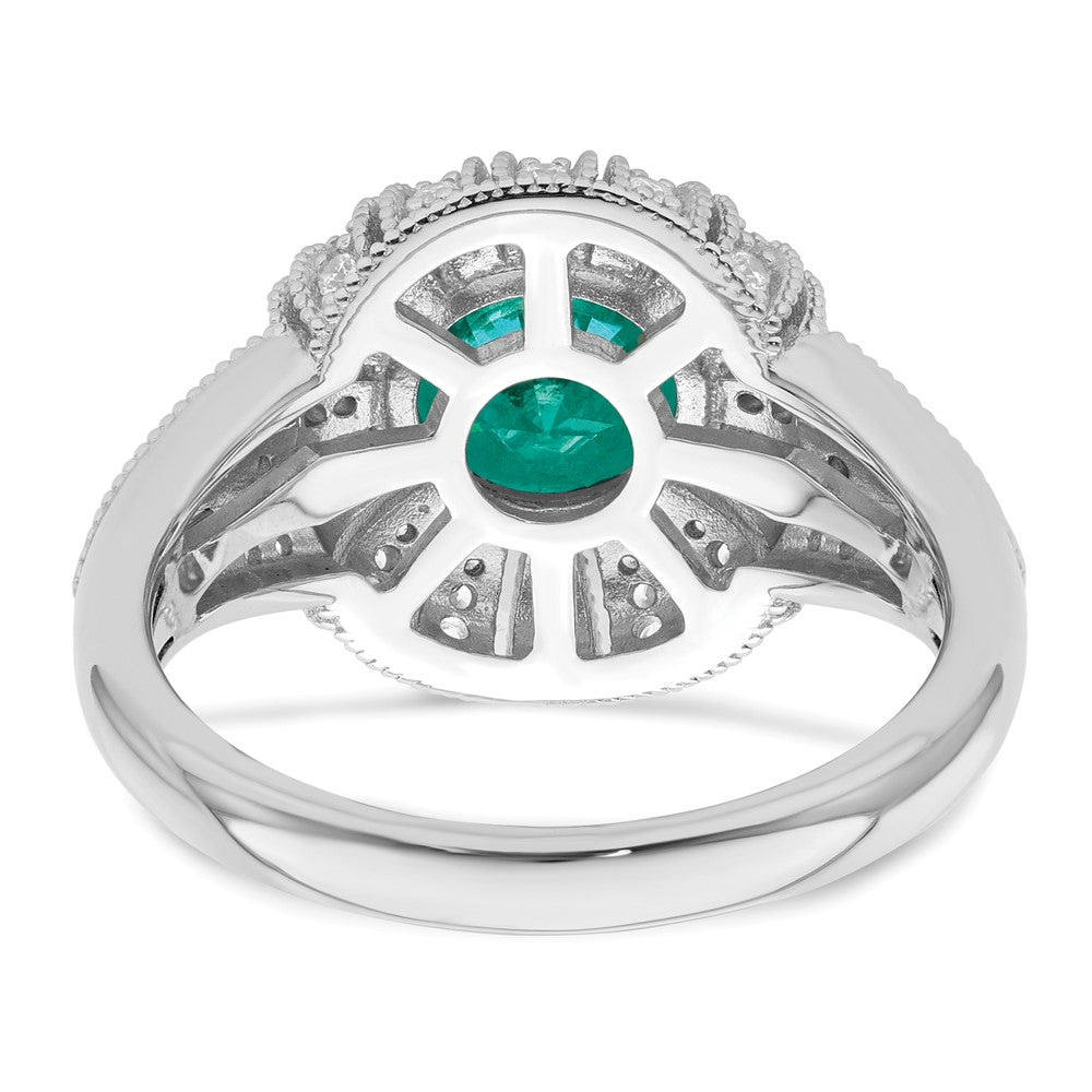 Sterlingsilber Rhodiniert Klar und Teal Zirkonia Vintage Style Ring