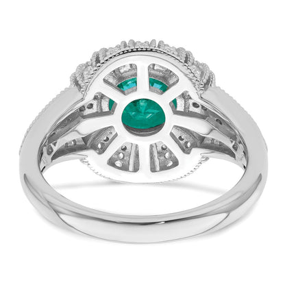 Sterlingsilber Rhodiniert Klar und Teal Zirkonia Vintage Style Ring