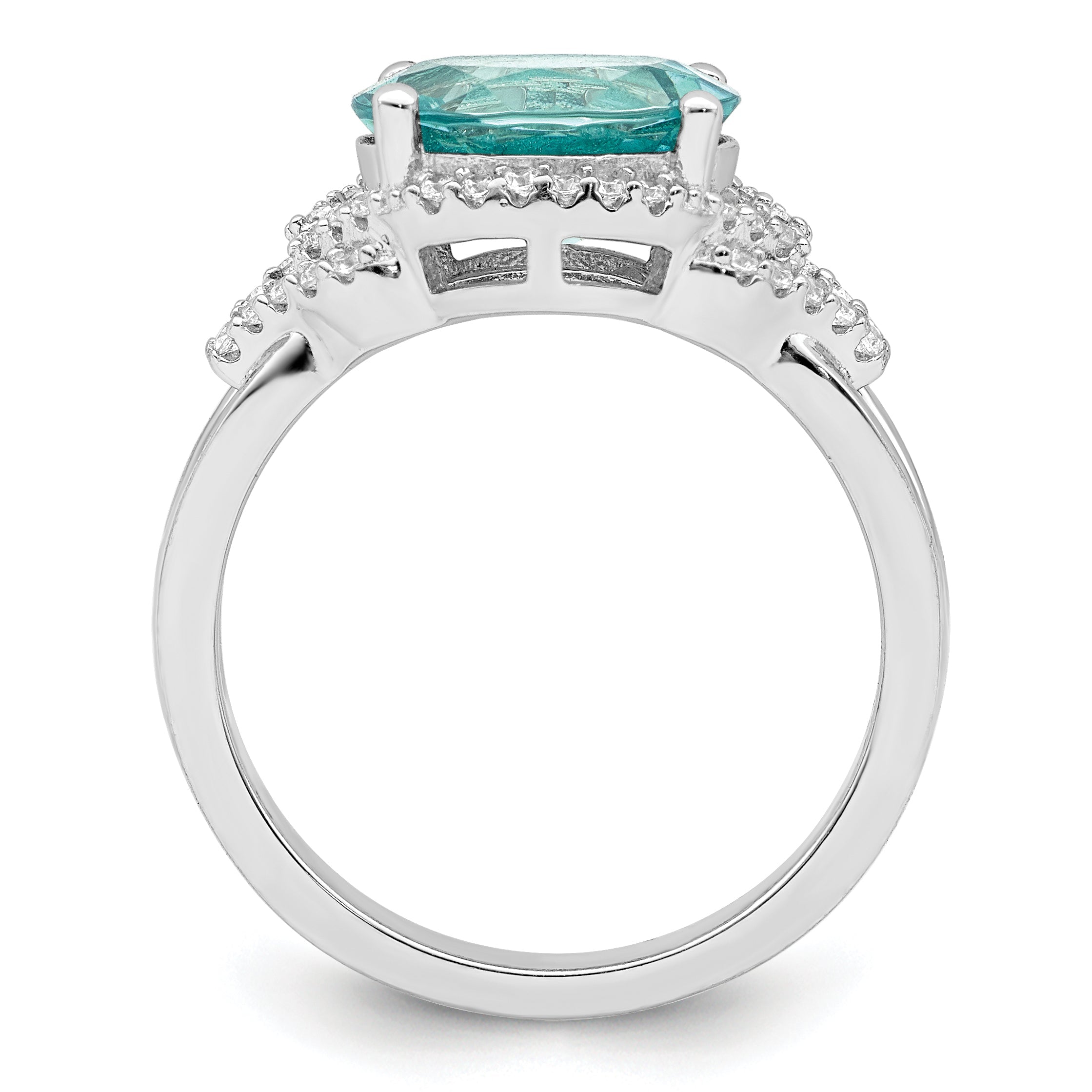 Sterlingsilber Rhodiniert Grün und Weiß Zirkonia Ring