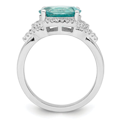 Sterlingsilber Rhodiniert Grün und Weiß Zirkonia Ring