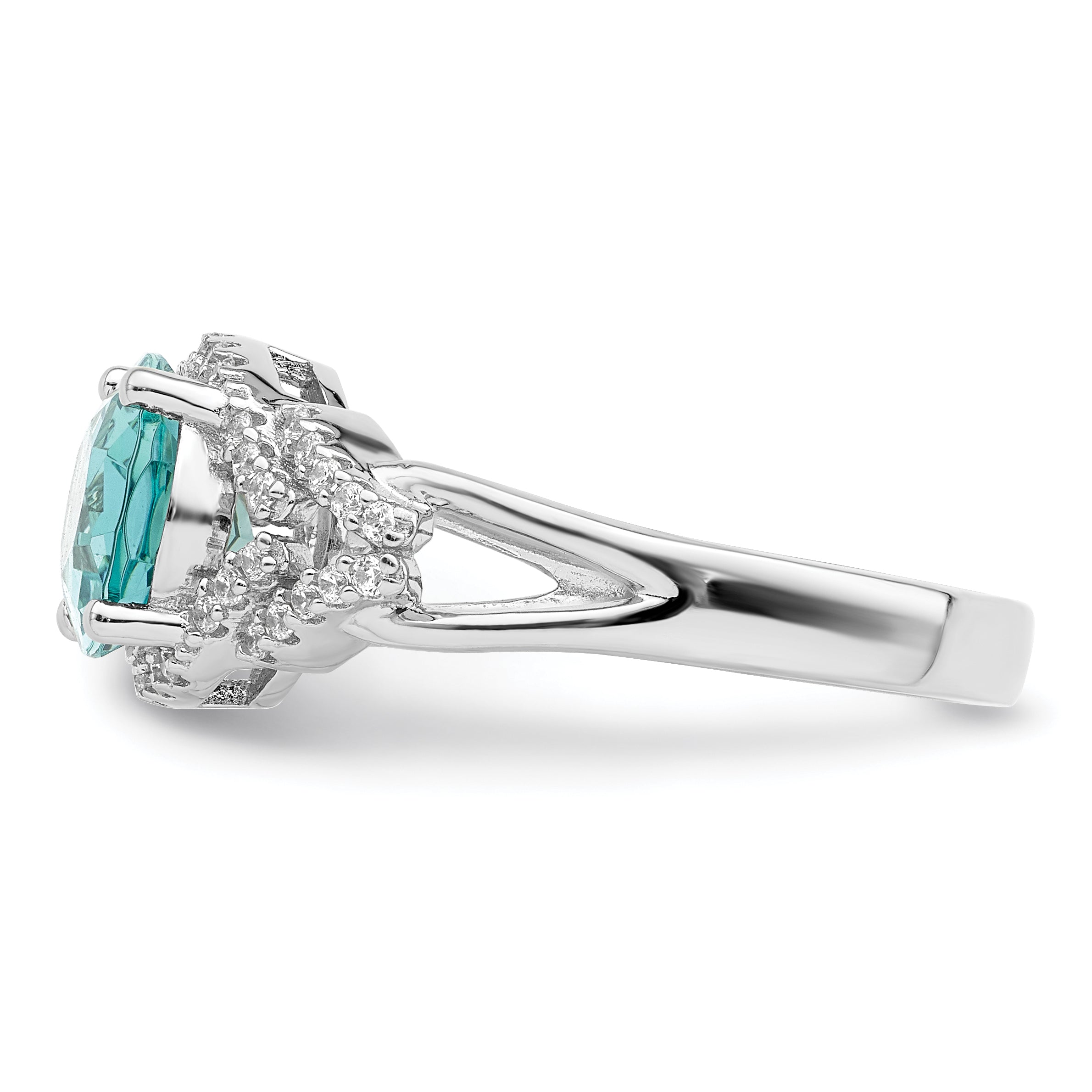 Sterlingsilber Rhodiniert Grün und Weiß Zirkonia Ring