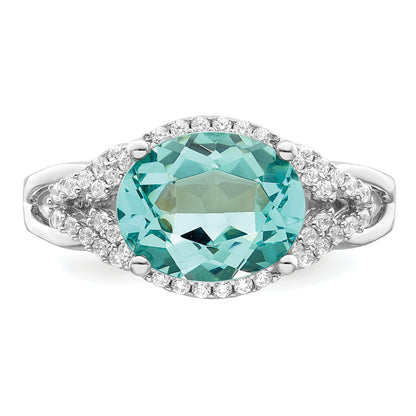 Sterlingsilber Rhodiniert Grün und Weiß Zirkonia Ring