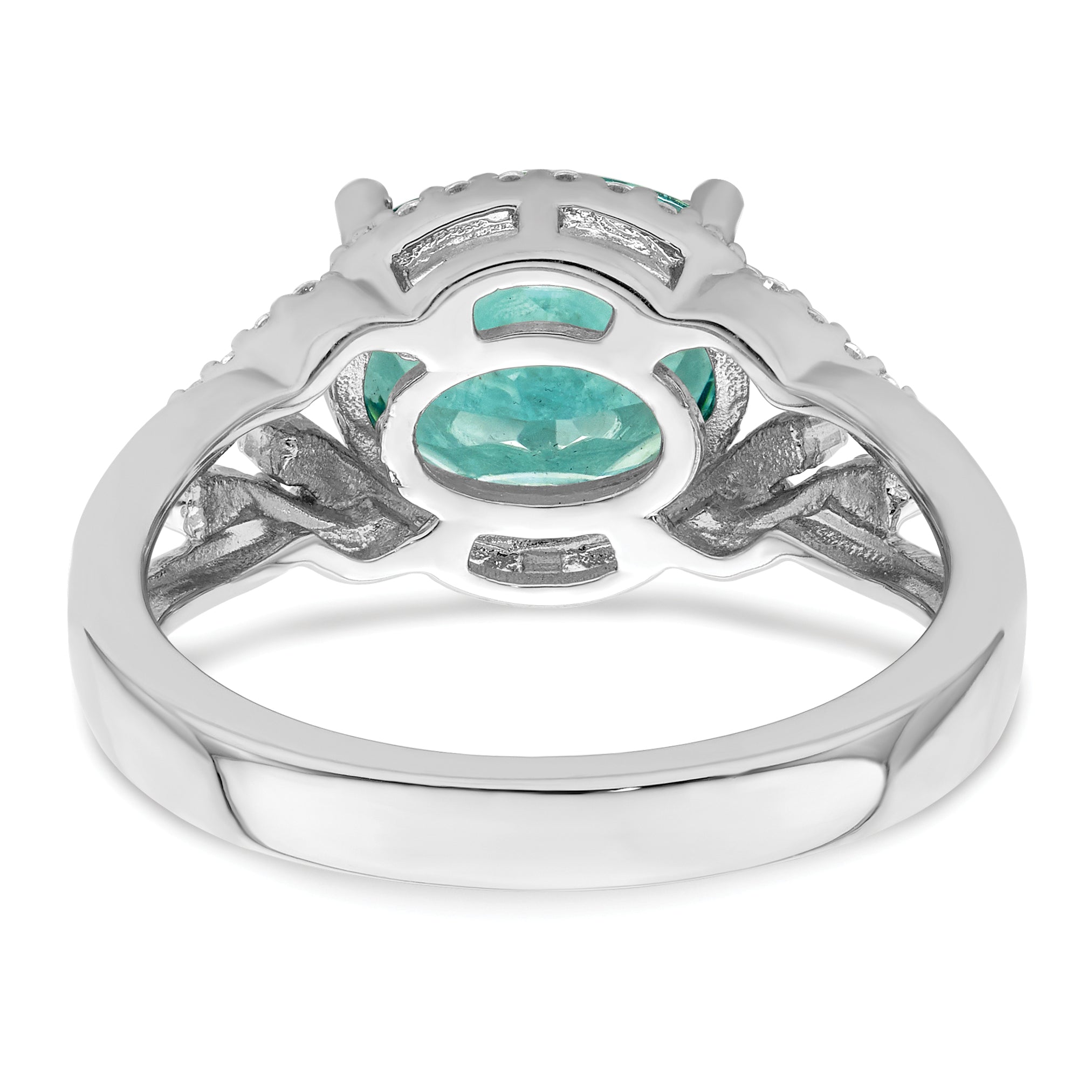 Sterlingsilber Rhodiniert Grün und Weiß Zirkonia Ring