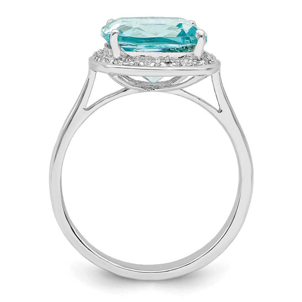 Sterlingsilber Rhodiniert Licht Blau Kristall Zirkonia Heiligenschein Ring