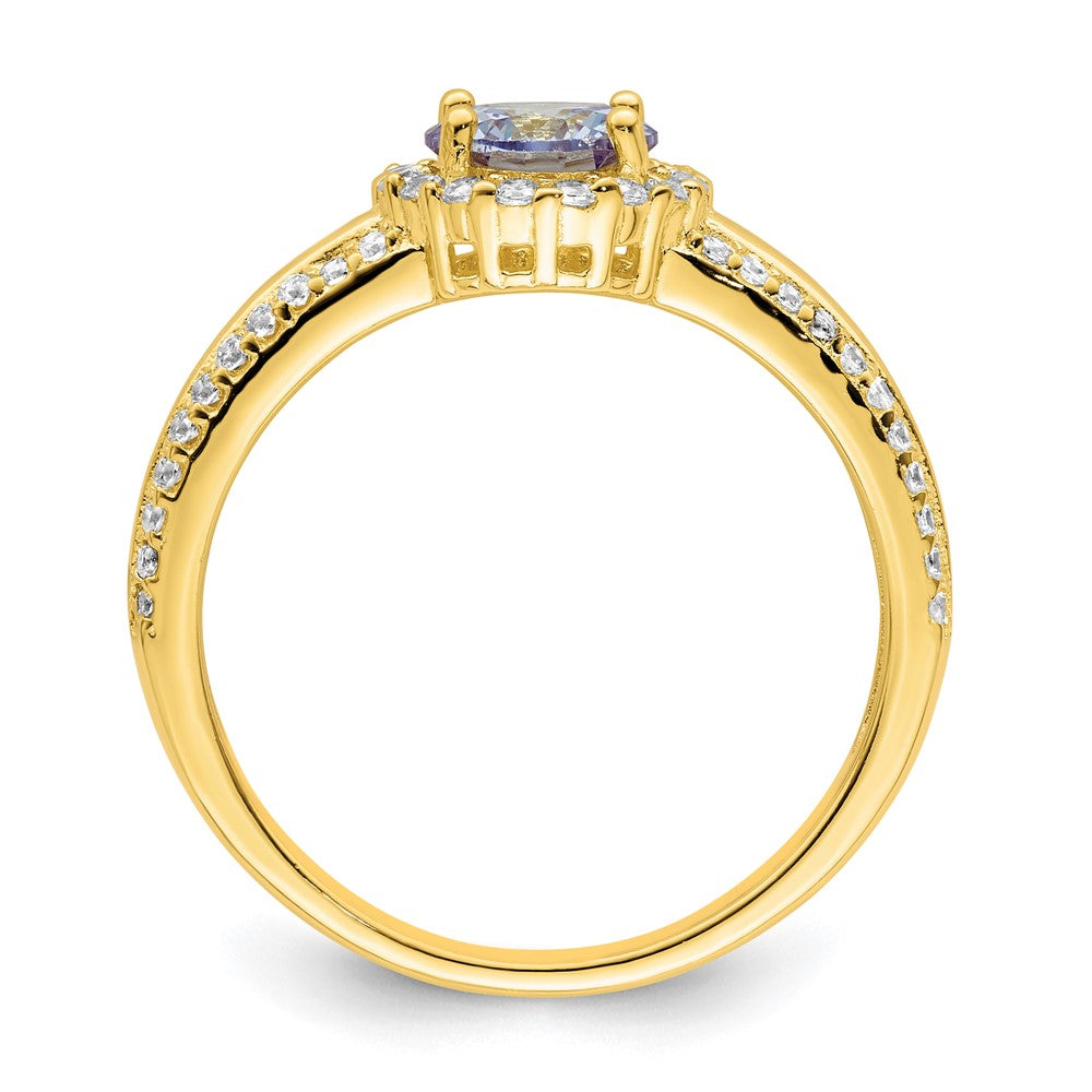 Sterlingsilber Goldfarben Lila Zirkonia Ring