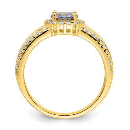 Sterlingsilber Goldfarben Lila Zirkonia Ring