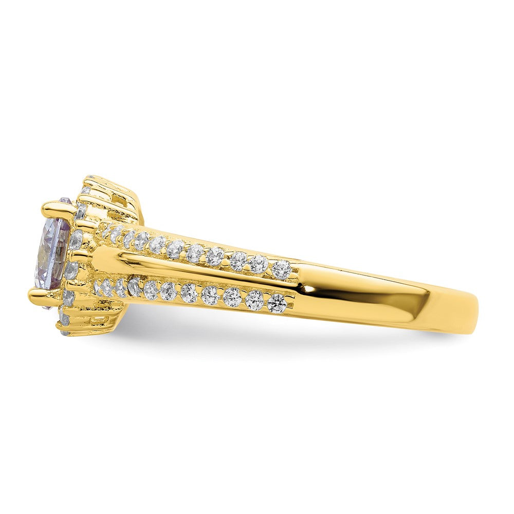 Sterlingsilber Goldfarben Lila Zirkonia Ring