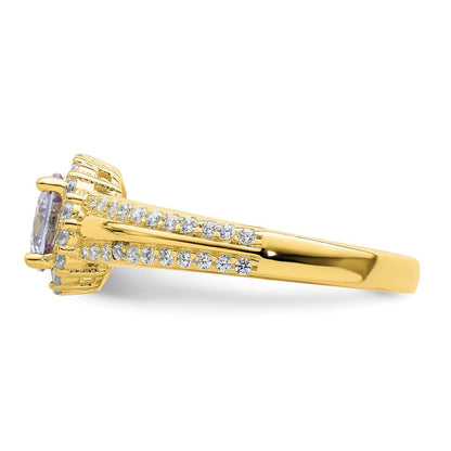 Sterlingsilber Goldfarben Lila Zirkonia Ring