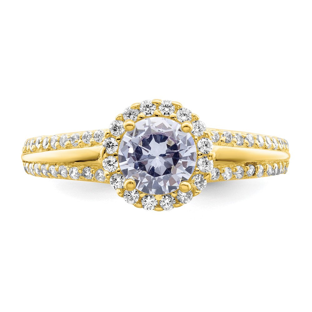 Sterlingsilber Goldfarben Lila Zirkonia Ring