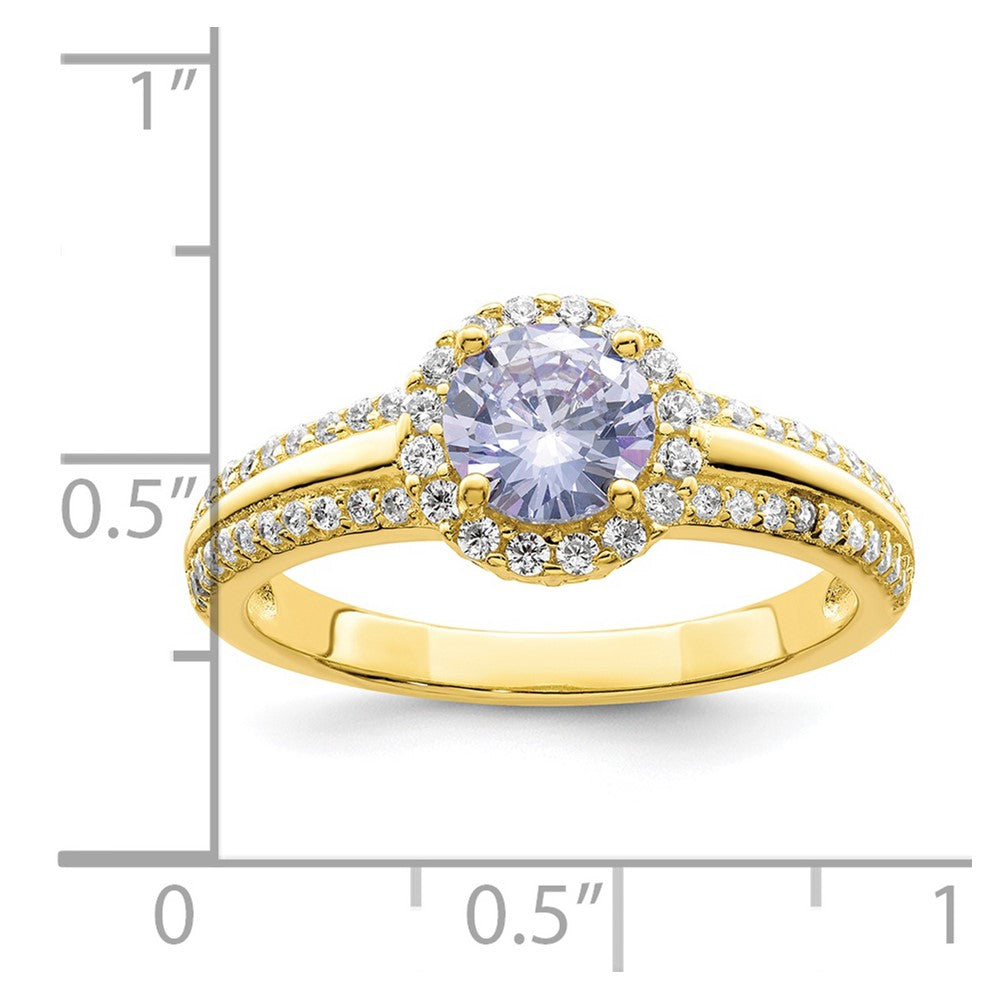 Sterlingsilber Goldfarben Lila Zirkonia Ring