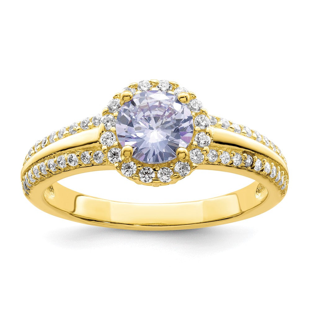 Sterlingsilber Goldfarben Lila Zirkonia Ring