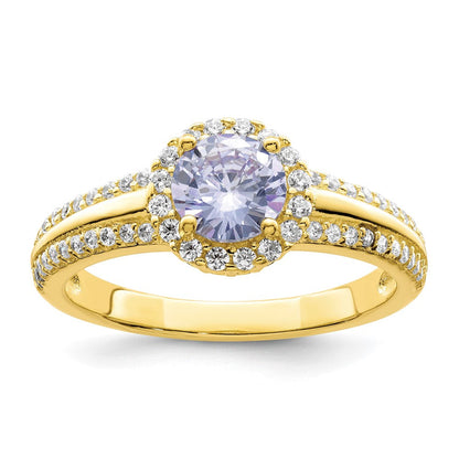 Sterlingsilber Goldfarben Lila Zirkonia Ring