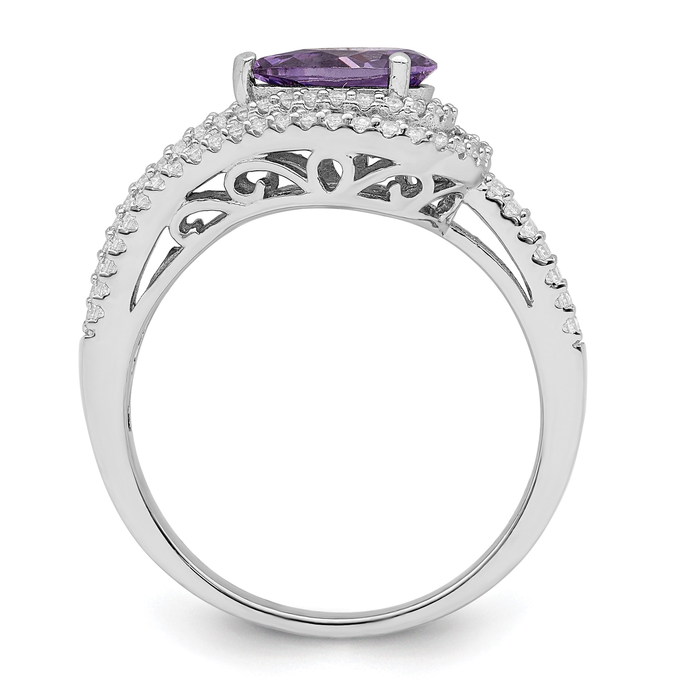 Sterlingsilber Rhodiniert Lila Zirkonia Ring