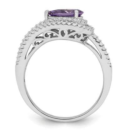 Sterlingsilber Rhodiniert Lila Zirkonia Ring