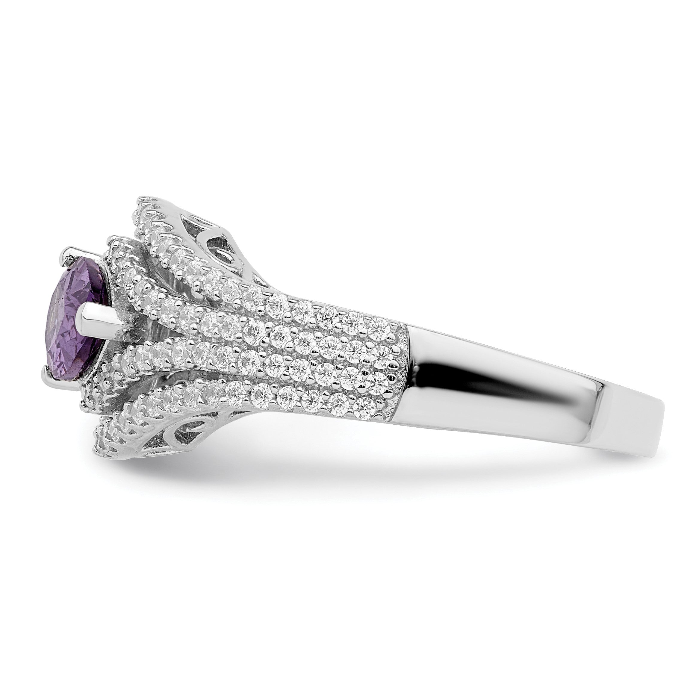 Sterlingsilber Rhodiniert Lila Zirkonia Ring