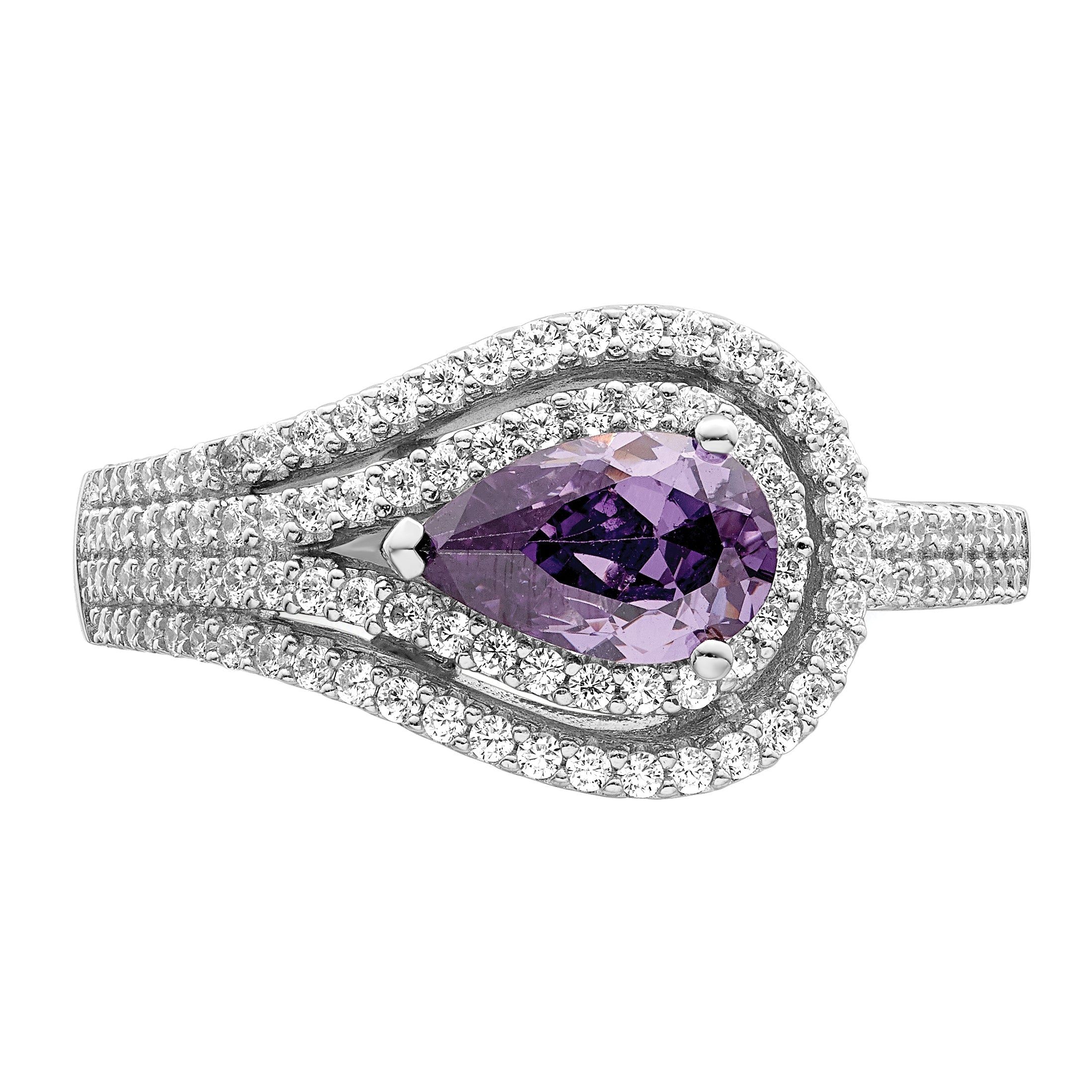 Sterlingsilber Rhodiniert Lila Zirkonia Ring