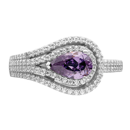 Sterlingsilber Rhodiniert Lila Zirkonia Ring