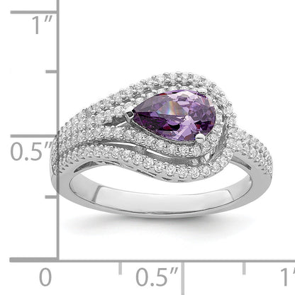 Sterlingsilber Rhodiniert Lila Zirkonia Ring