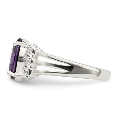 Sterlingsilber Lila/clear Zirkonia Ring