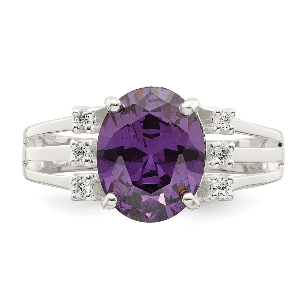 Sterlingsilber Lila/clear Zirkonia Ring