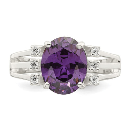 Sterlingsilber Lila/clear Zirkonia Ring