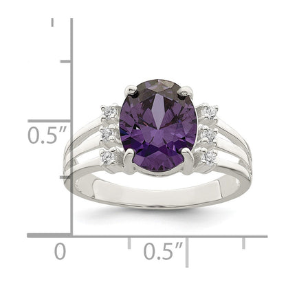 Sterlingsilber Lila/clear Zirkonia Ring