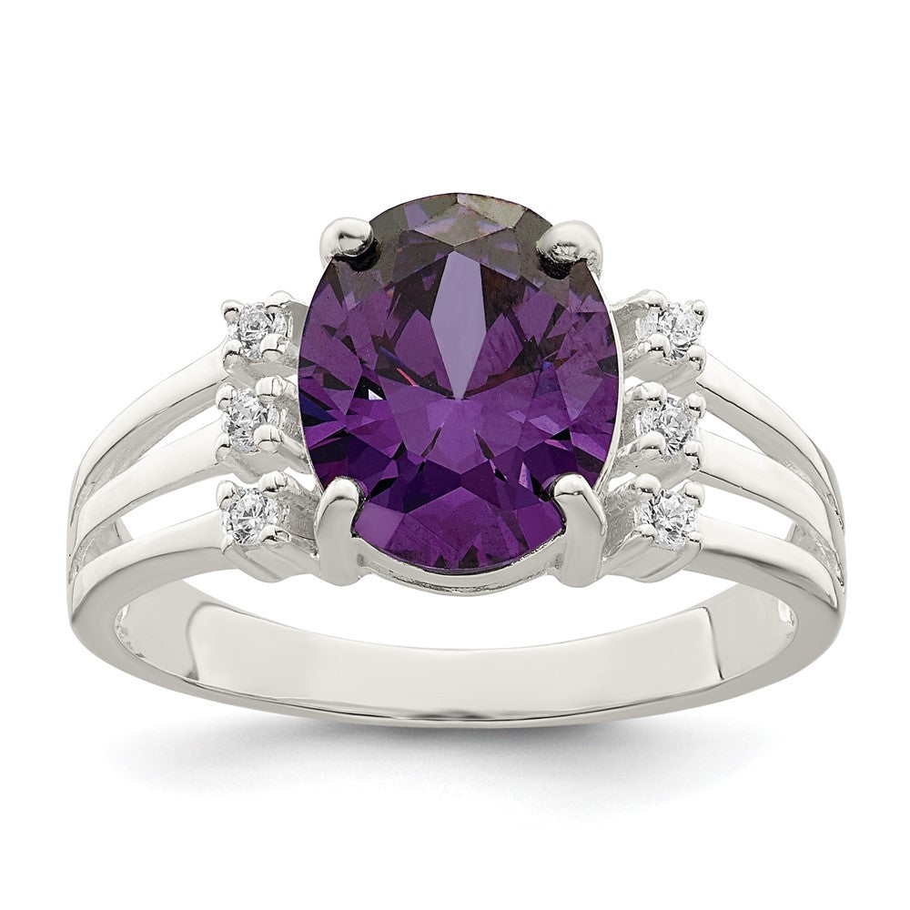Sterlingsilber Lila/clear Zirkonia Ring