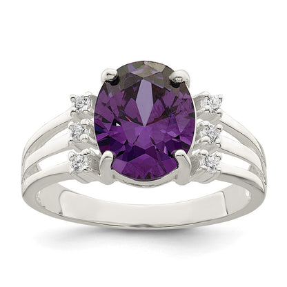 Sterlingsilber Lila/clear Zirkonia Ring