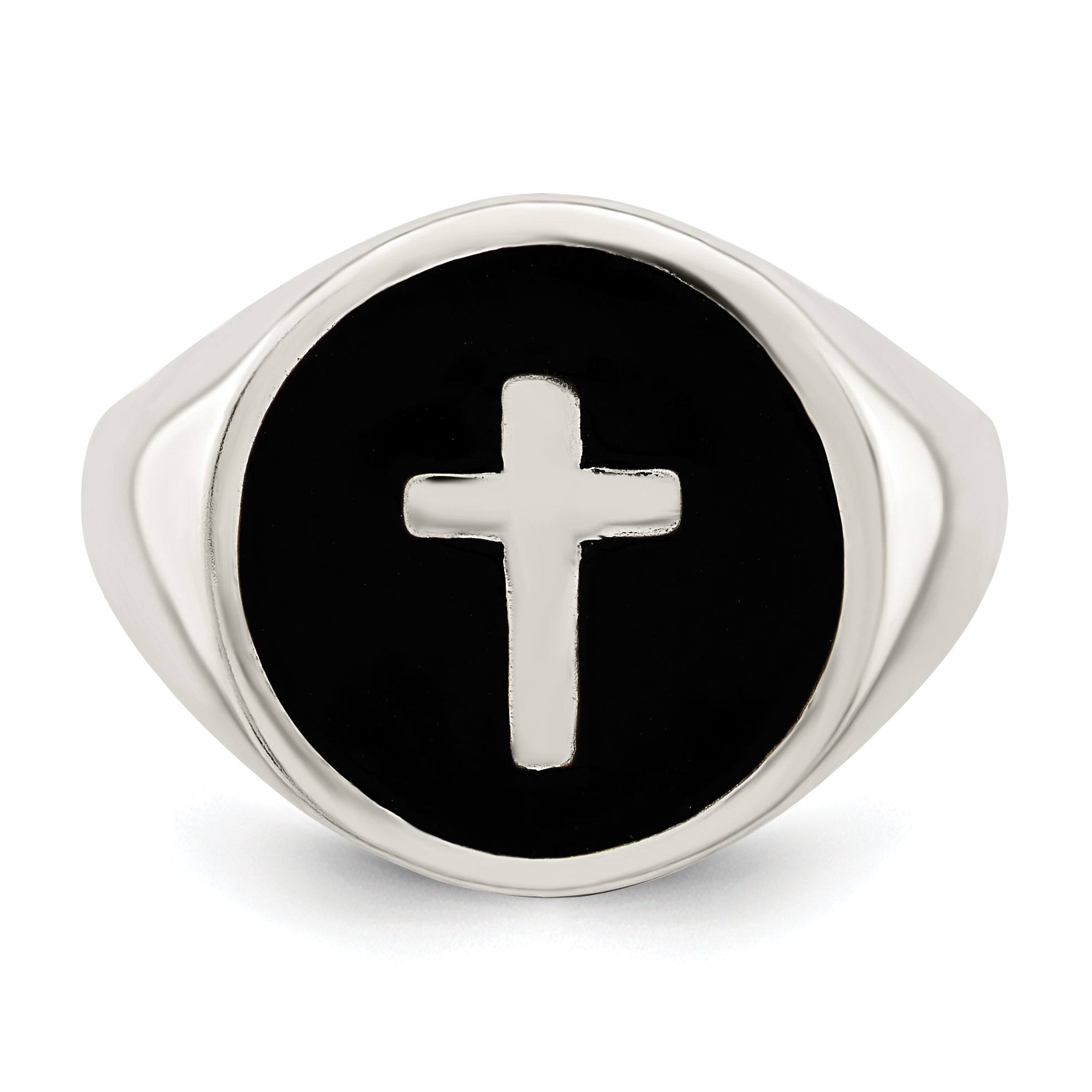Sterlingsilber Rhodiniert Emailliert Kreuz Ring
