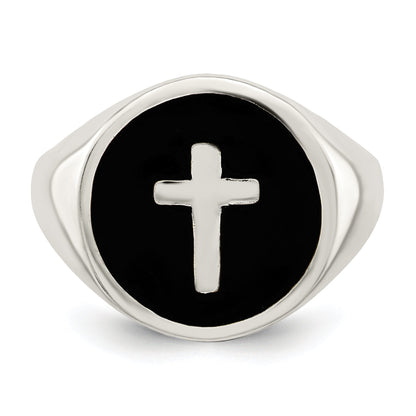 Sterlingsilber Rhodiniert Emailliert Kreuz Ring