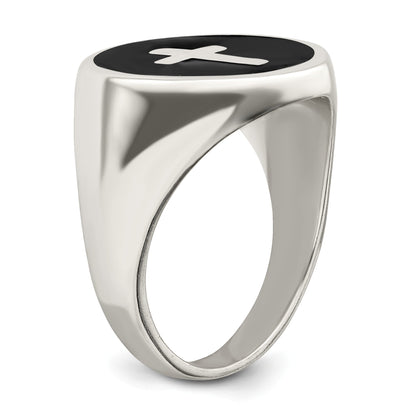 Sterlingsilber Rhodiniert Emailliert Kreuz Ring