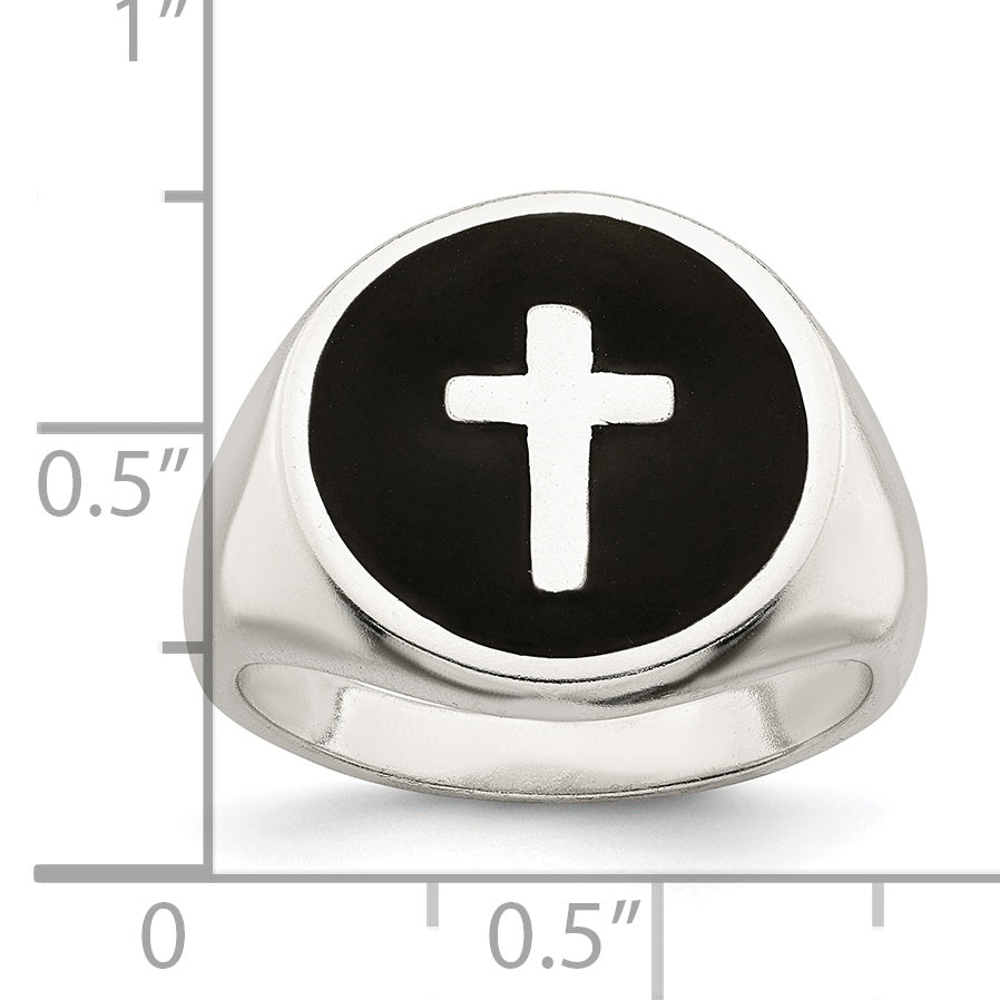 Sterlingsilber Rhodiniert Emailliert Kreuz Ring