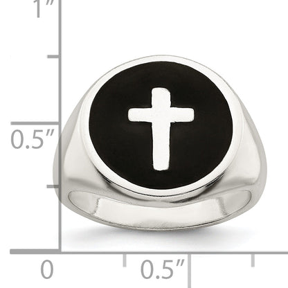 Sterlingsilber Rhodiniert Emailliert Kreuz Ring