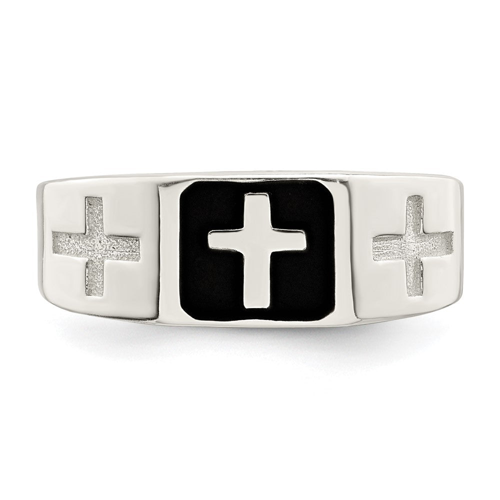 Sterlingsilber Rhodiniert Emailliert Kreuz Ring