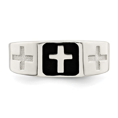 Sterlingsilber Rhodiniert Emailliert Kreuz Ring