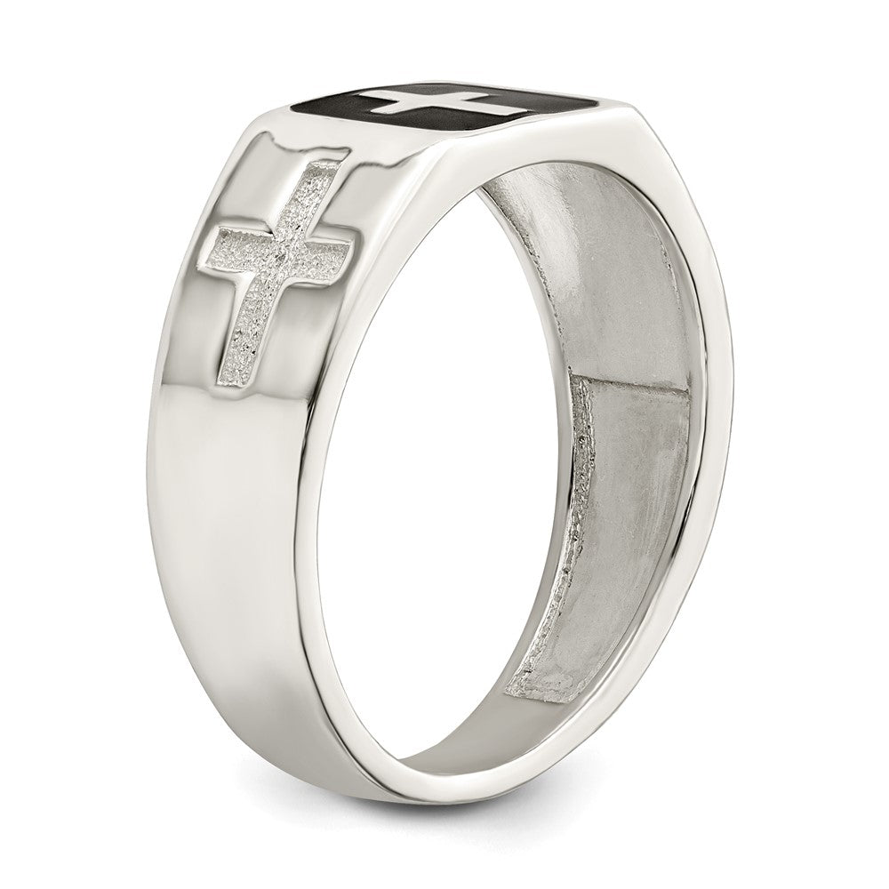 Sterlingsilber Rhodiniert Emailliert Kreuz Ring