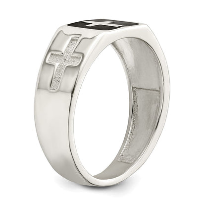 Sterlingsilber Rhodiniert Emailliert Kreuz Ring