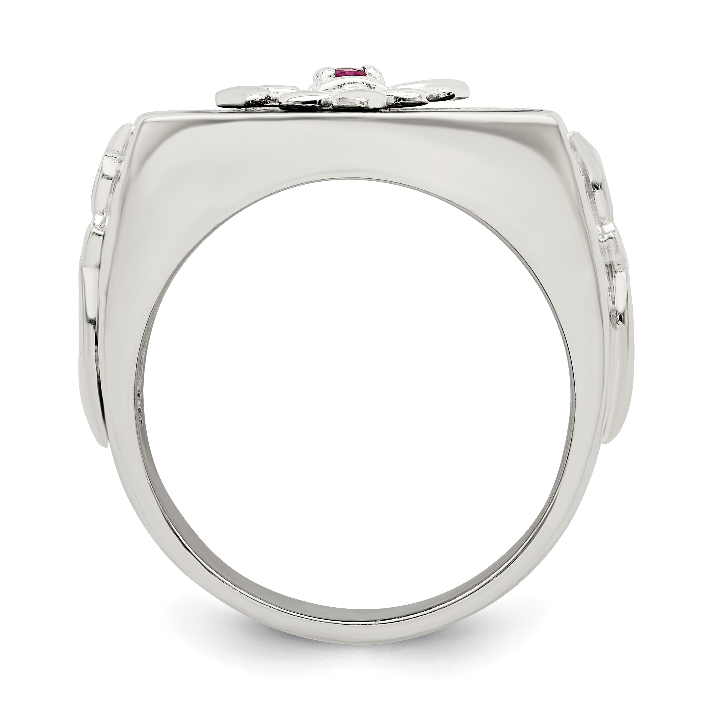 Sterlingsilber.03ruby/black Achat Fleur De Lis Ring