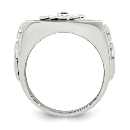 Sterlingsilber.03ruby/black Achat Fleur De Lis Ring