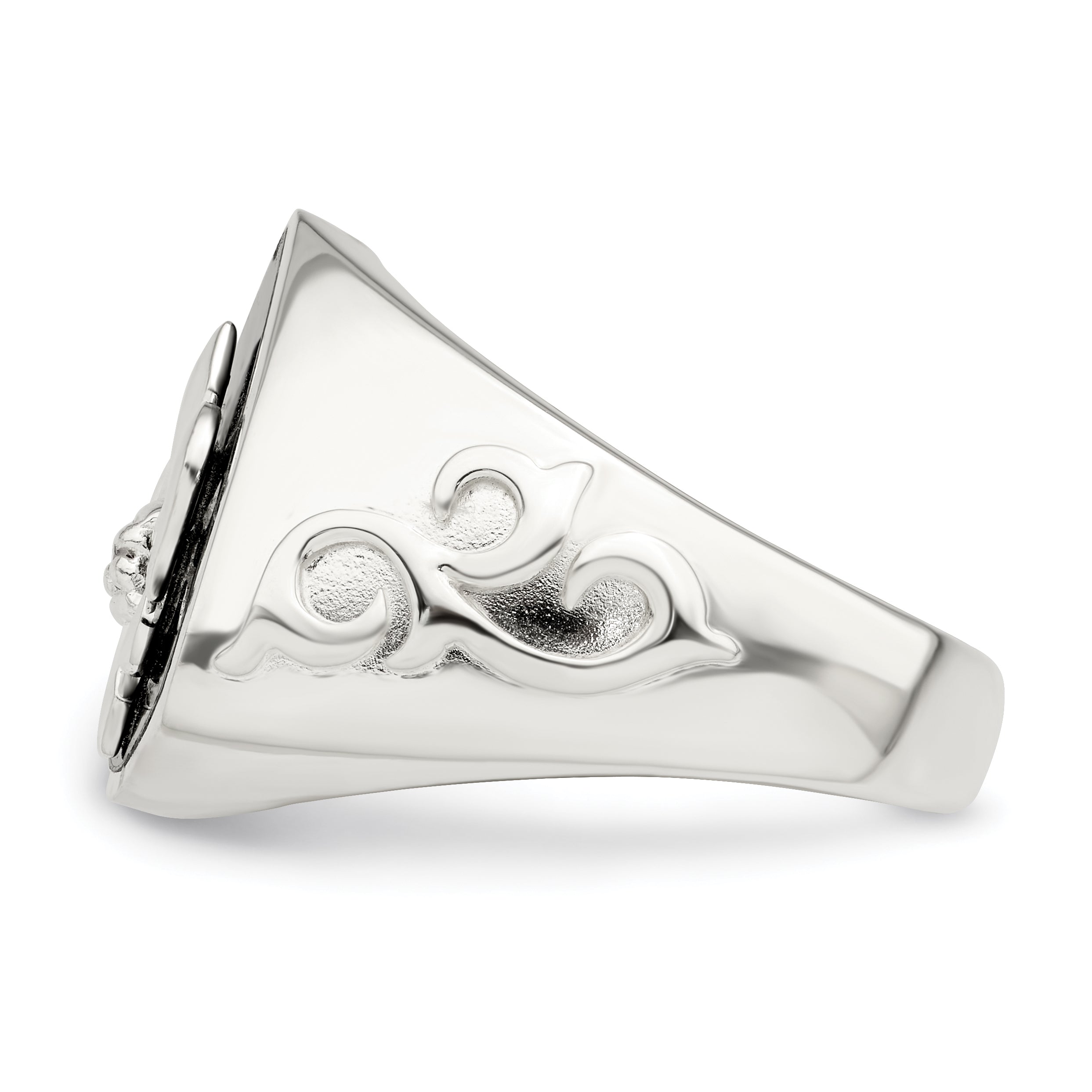 Sterlingsilber.03ruby/black Achat Fleur De Lis Ring