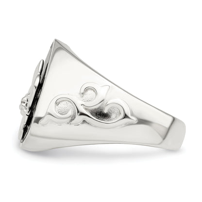 Sterlingsilber.03ruby/black Achat Fleur De Lis Ring