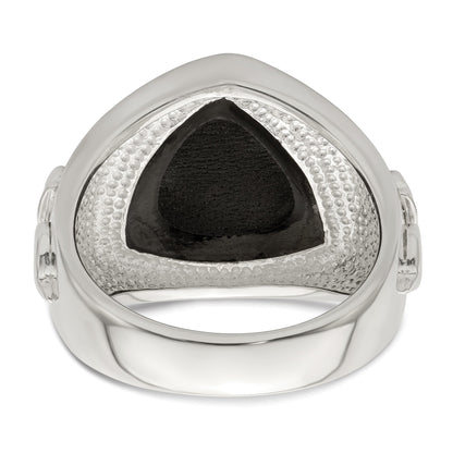 Sterlingsilber.03ruby/black Achat Fleur De Lis Ring