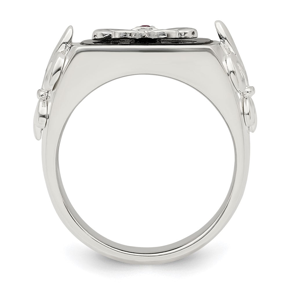 Sterlingsilber.03ruby/black Achat Fleur De Lis Ring